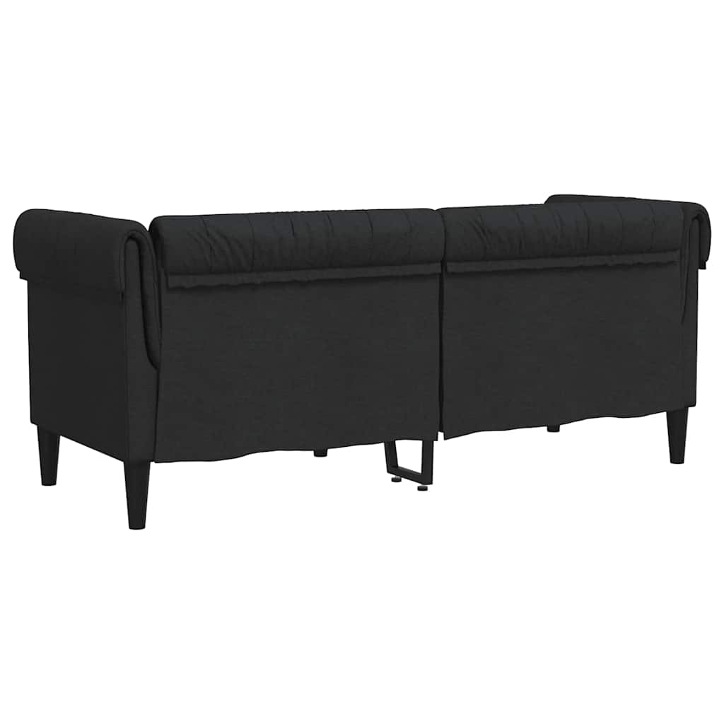 Canapé Chesterfield 2 places noir tissu - XIOS