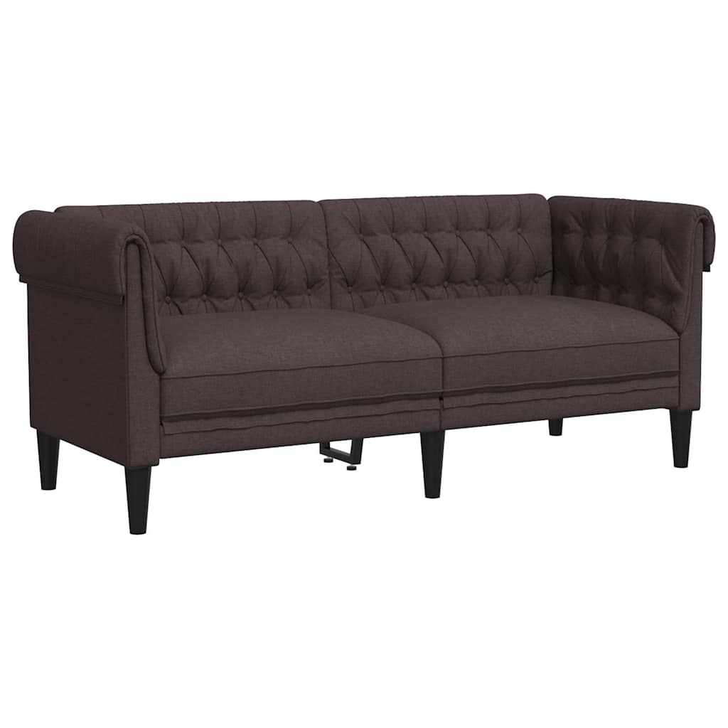 Canapé Chesterfield 2 places marron foncé tissu - XIOS