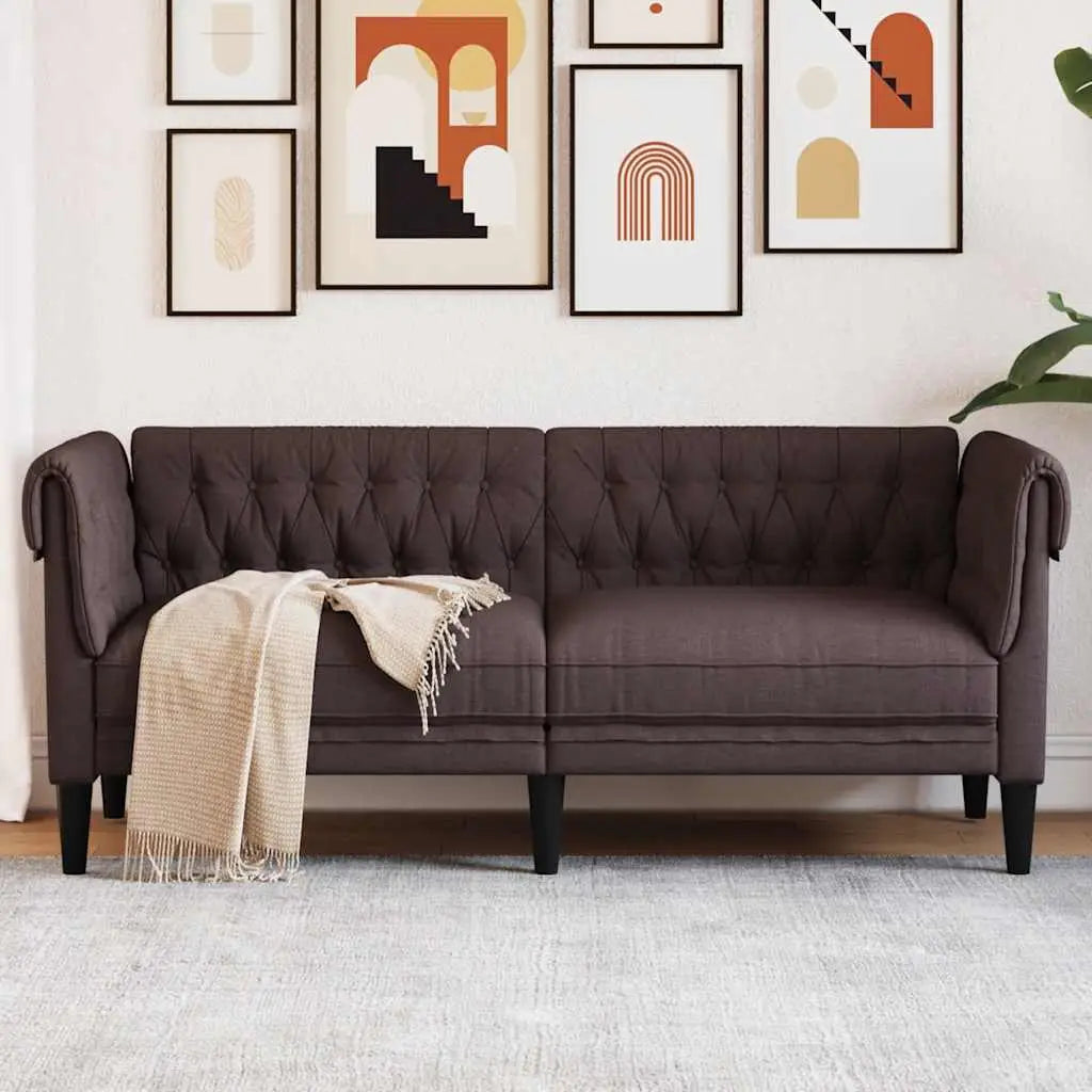 Canapé Chesterfield 2 places marron foncé tissu - XIOS