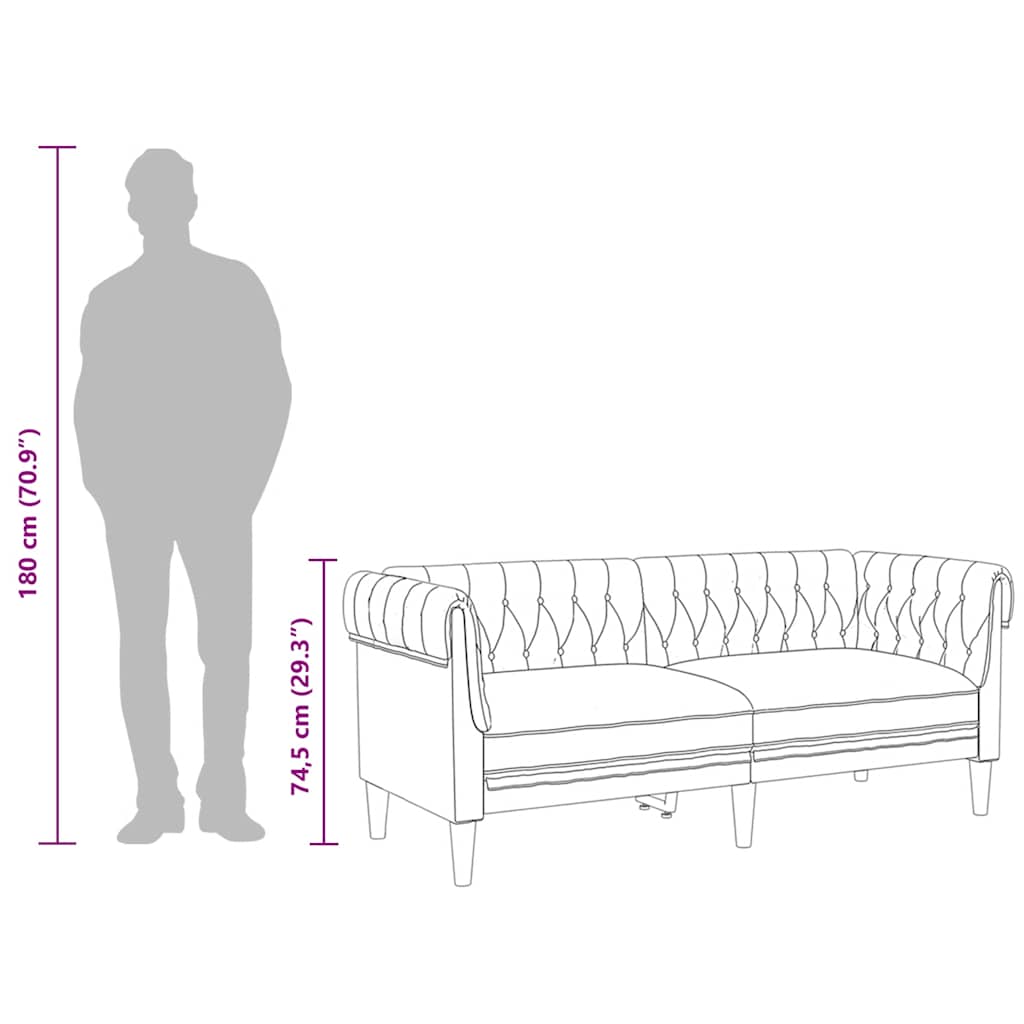 Canapé Chesterfield 2 places taupe tissu - XIOS