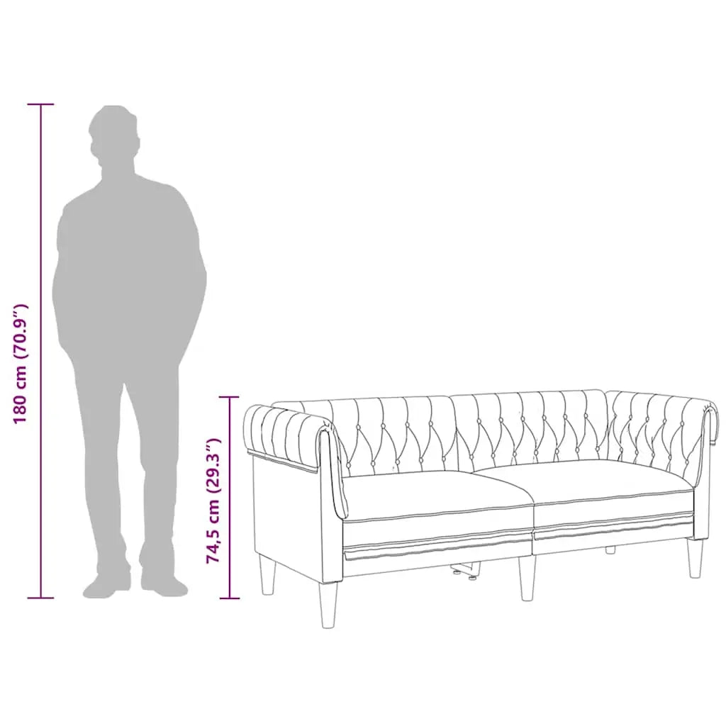 Canapé Chesterfield 2 places taupe tissu - XIOS