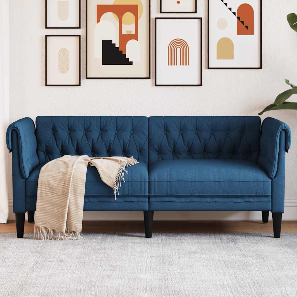 Canapé Chesterfield 2 places bleu tissu - XIOS