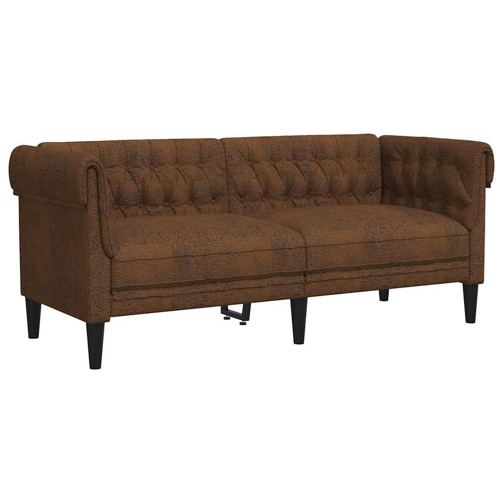 Canapé Chesterfield 2 places marron tissu - XIOS