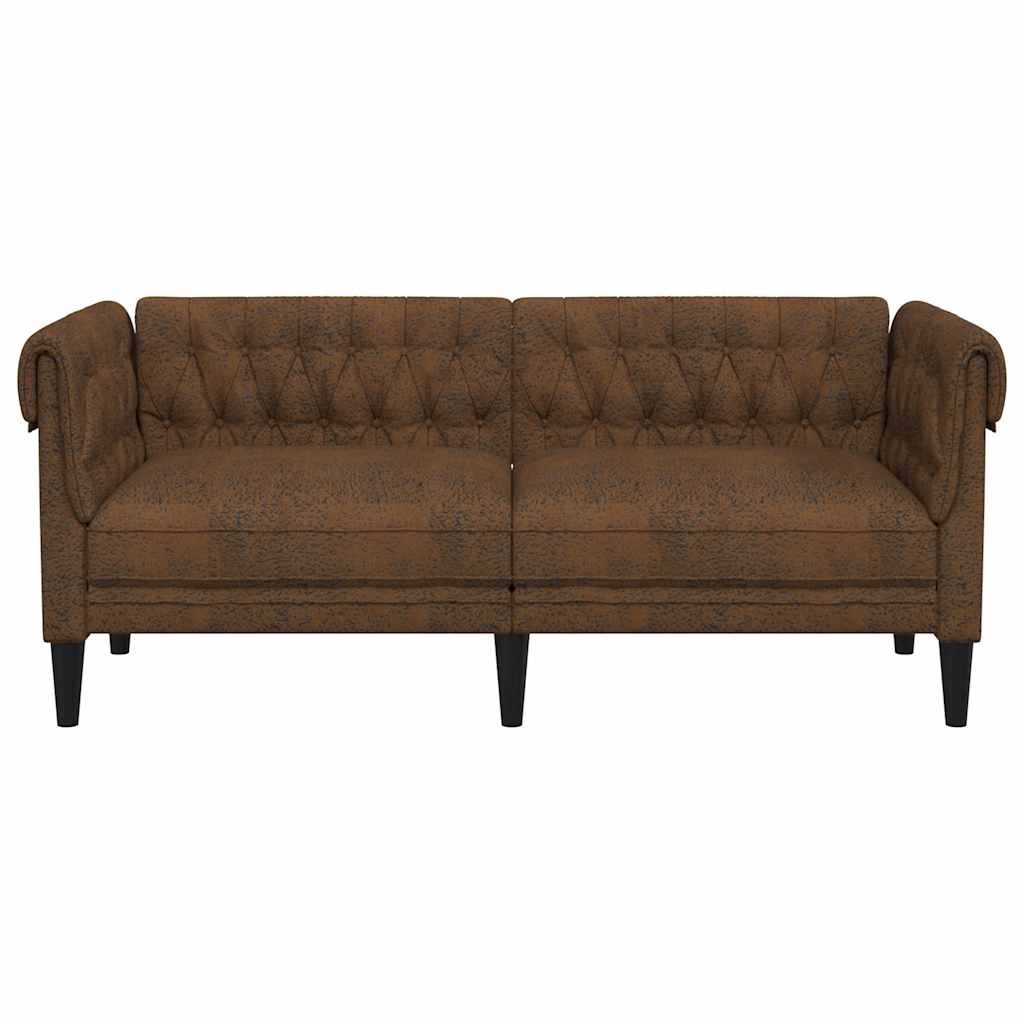 Canapé Chesterfield 2 places marron tissu - XIOS