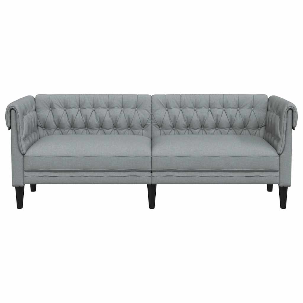 Canapé Chesterfield 3 places gris clair tissu - XIOS