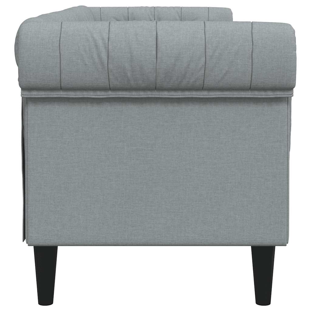 Canapé Chesterfield 3 places gris clair tissu - XIOS