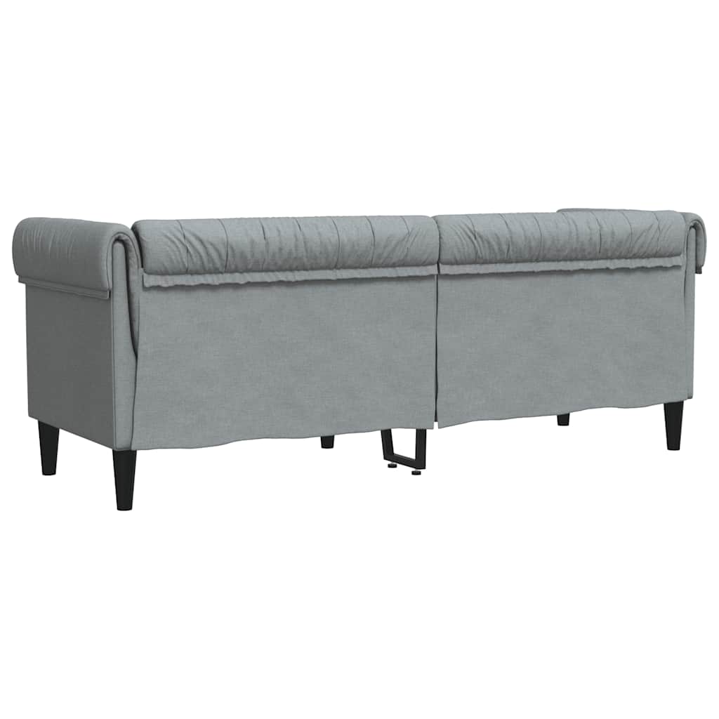 Canapé Chesterfield 3 places gris clair tissu - XIOS