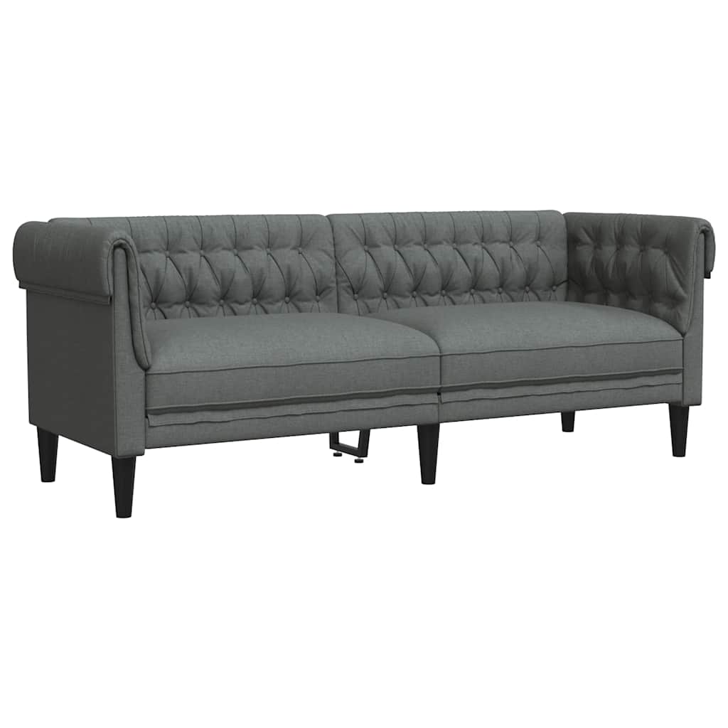 Canapé Chesterfield 3 places gris foncé tissu - XIOS