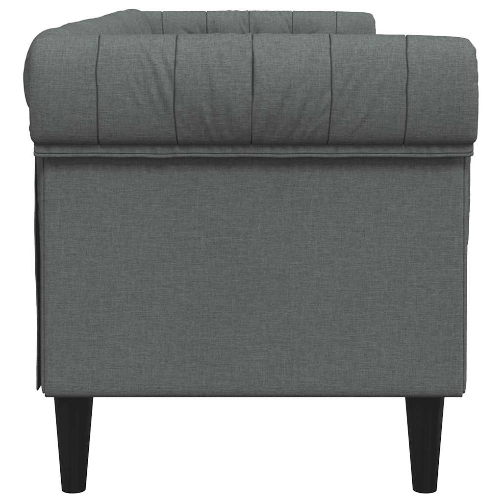 Canapé Chesterfield 3 places gris foncé tissu - XIOS