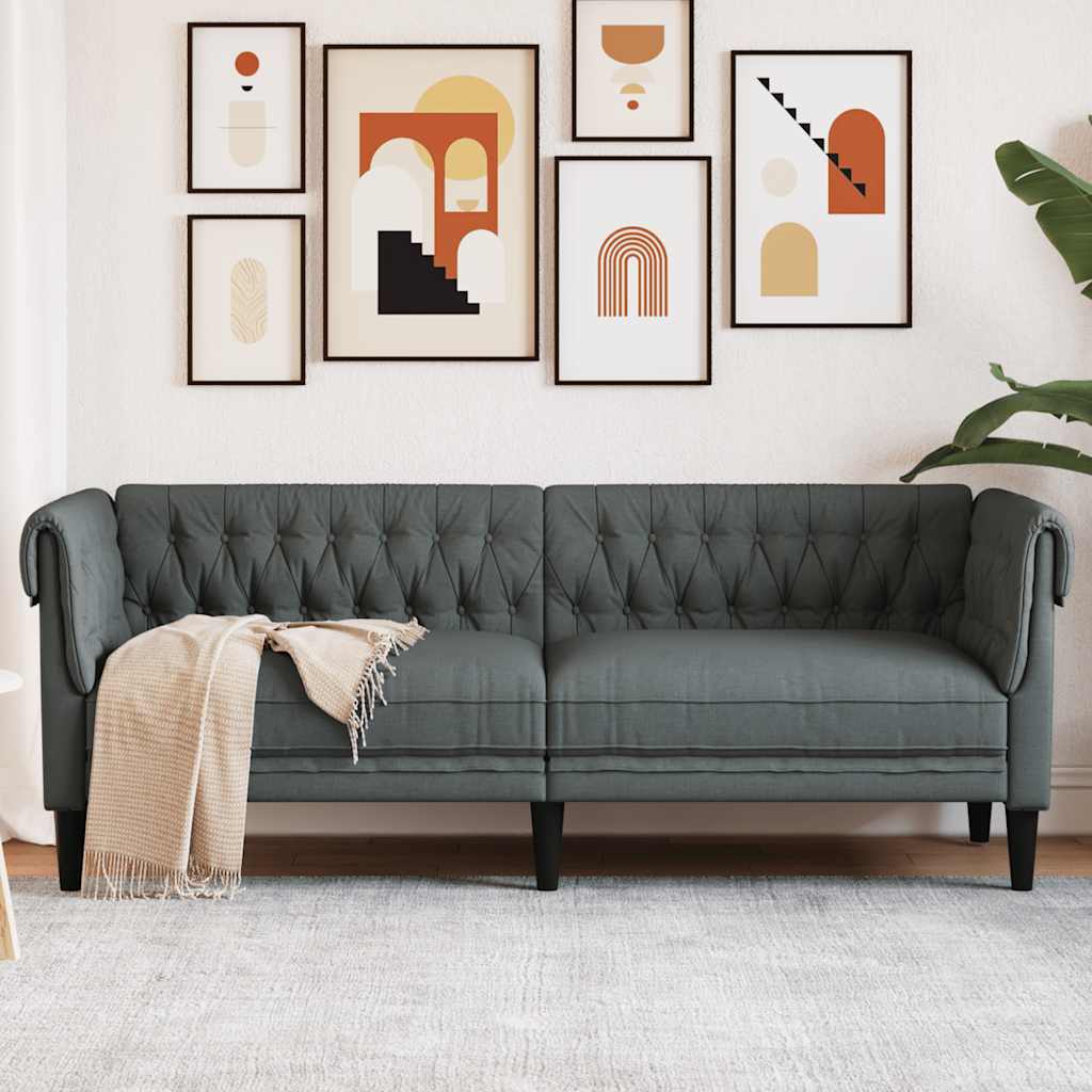 Canapé Chesterfield 3 places gris foncé tissu - XIOS