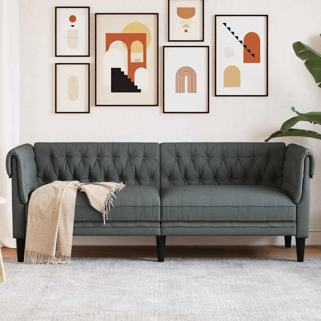 Canapé Chesterfield 3 places gris foncé tissu - XIOS