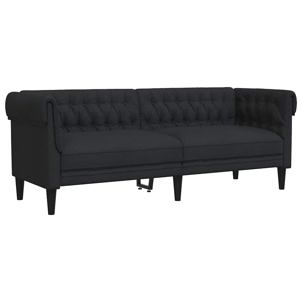 Canapé Chesterfield 3 places noir tissu - XIOS
