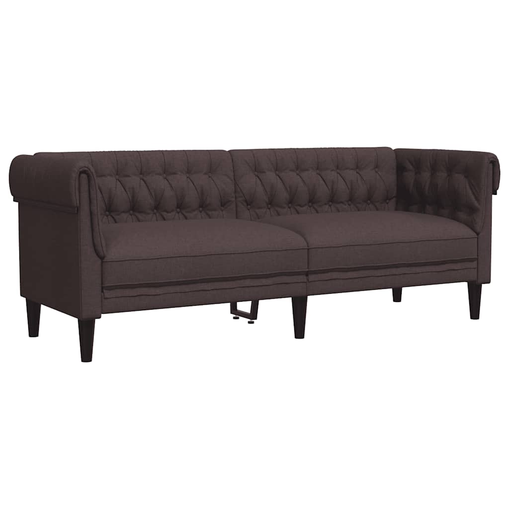 Canapé Chesterfield 3 places marron foncé tissu - XIOS