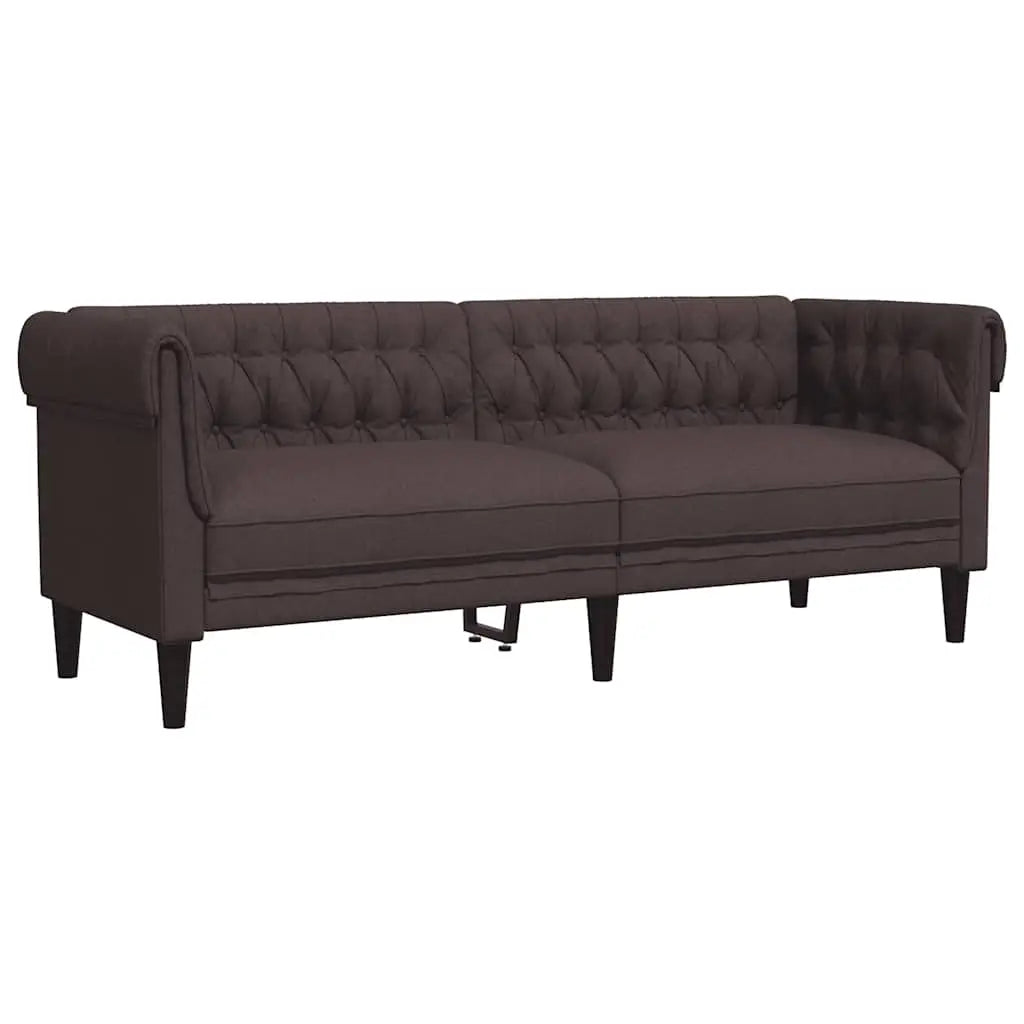Canapé Chesterfield 3 places marron foncé tissu - XIOS