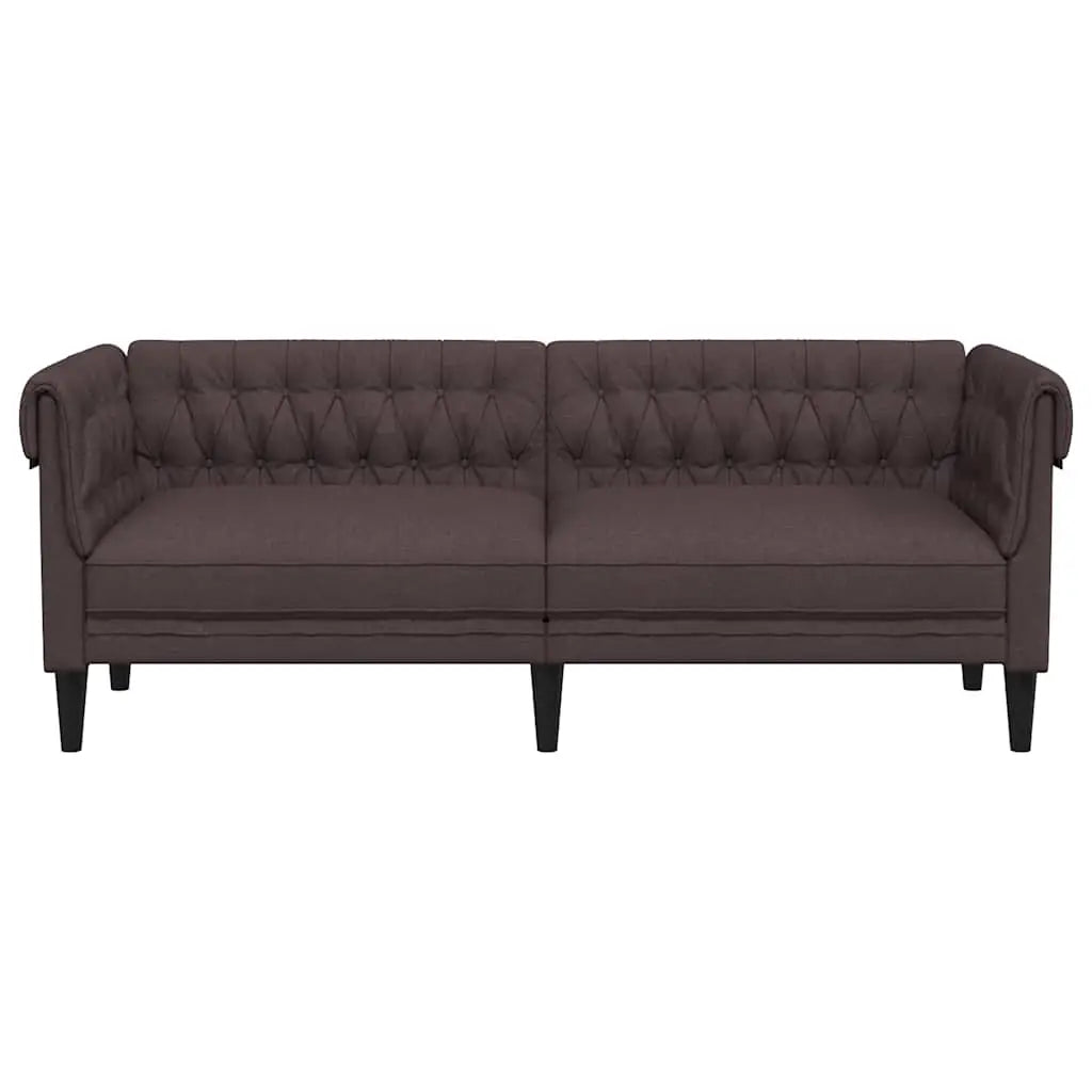 Canapé Chesterfield 3 places marron foncé tissu - XIOS