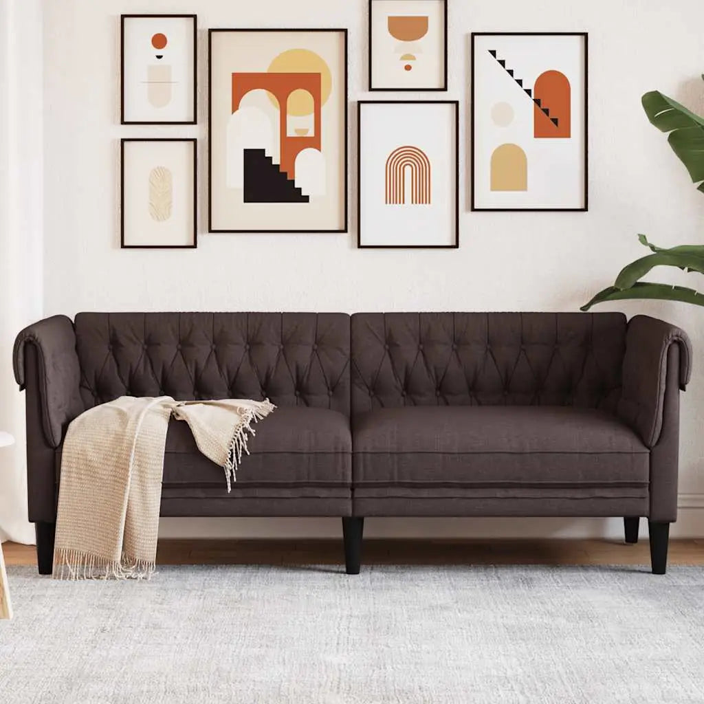 Canapé Chesterfield 3 places marron foncé tissu - XIOS