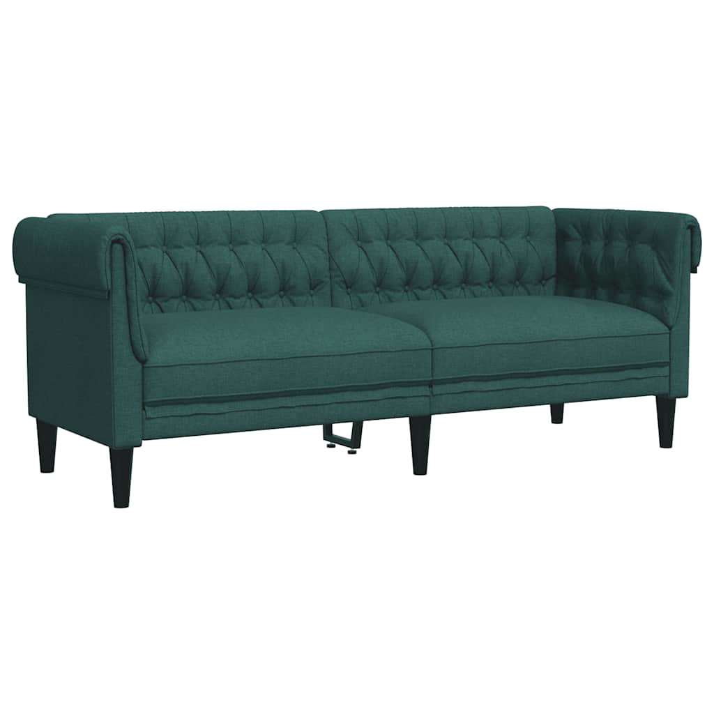 Canapé Chesterfield 3 places vert foncé tissu - XIOS