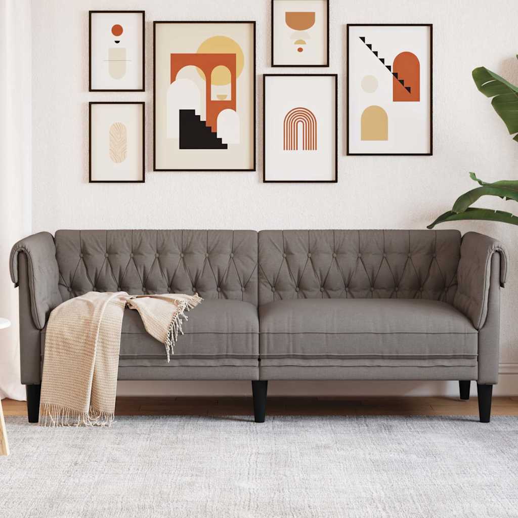 Canapé Chesterfield 3 places taupe tissu - XIOS
