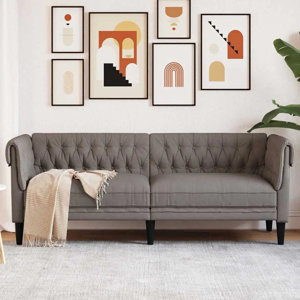Canapé Chesterfield 3 places taupe tissu - XIOS