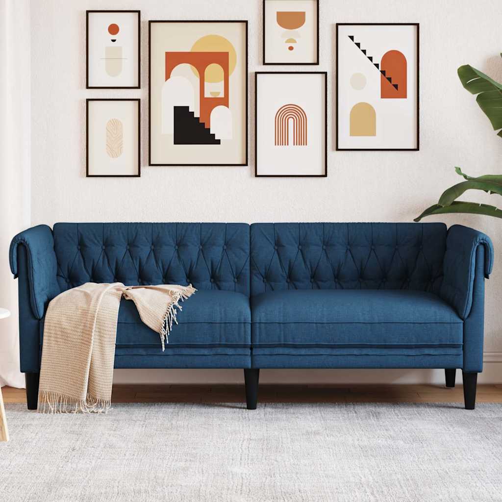 Canapé Chesterfield 3 places bleu tissu - XIOS