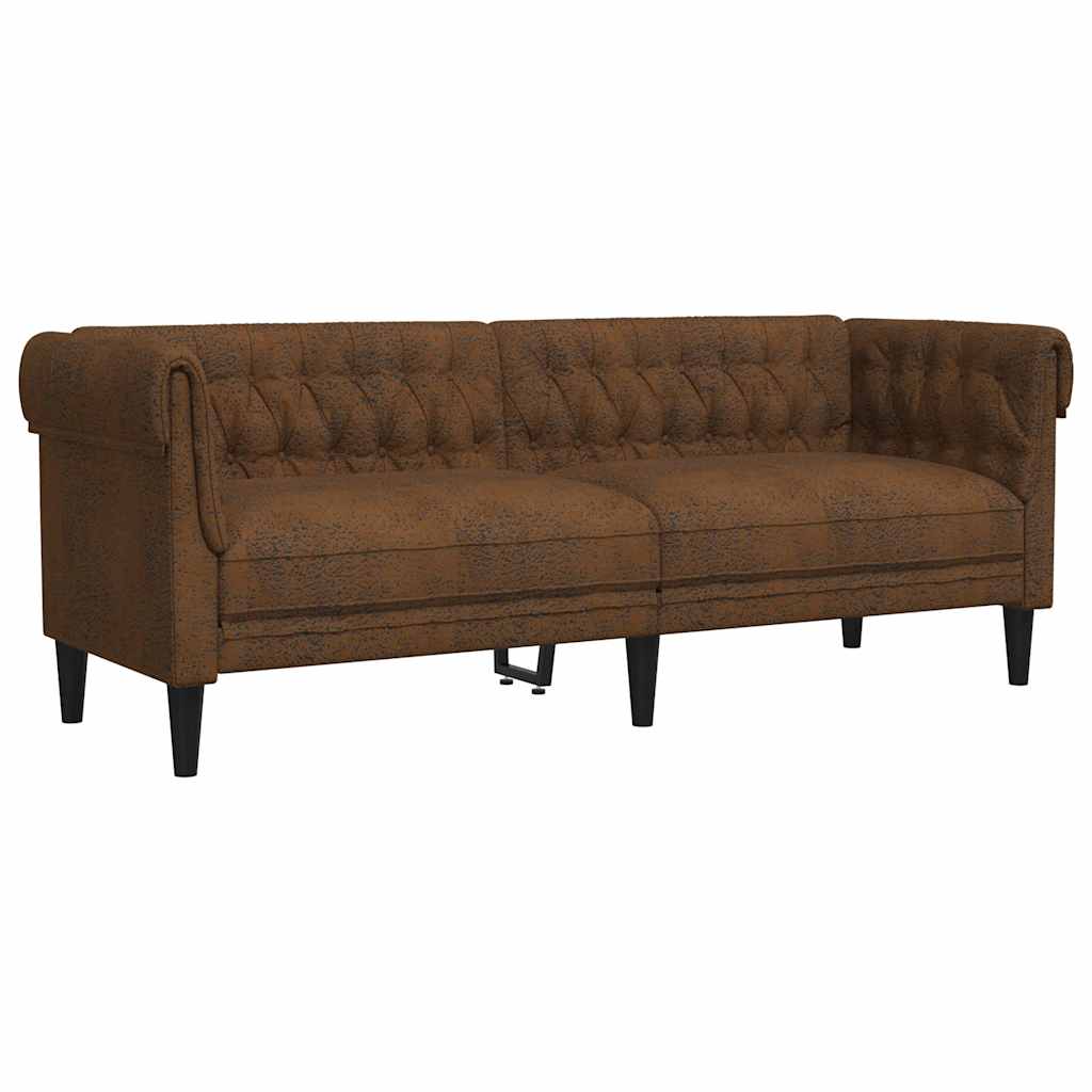 Canapé Chesterfield 3 places marron tissu - XIOS