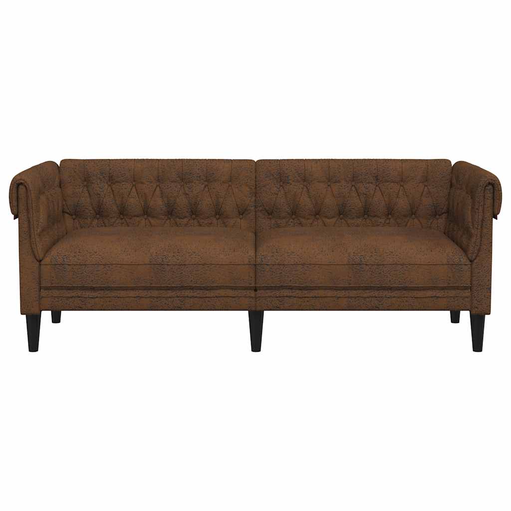 Canapé Chesterfield 3 places marron tissu - XIOS