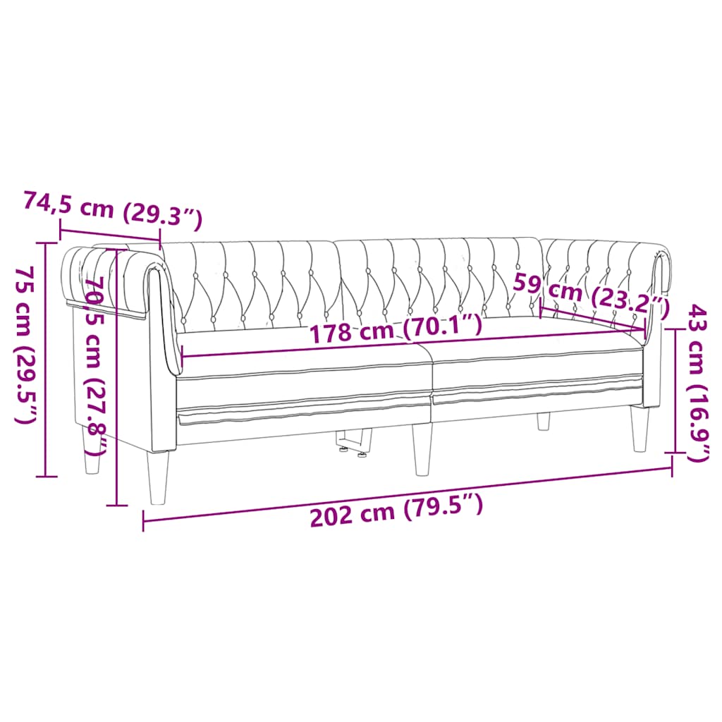 Canapé Chesterfield 3 places marron tissu - XIOS