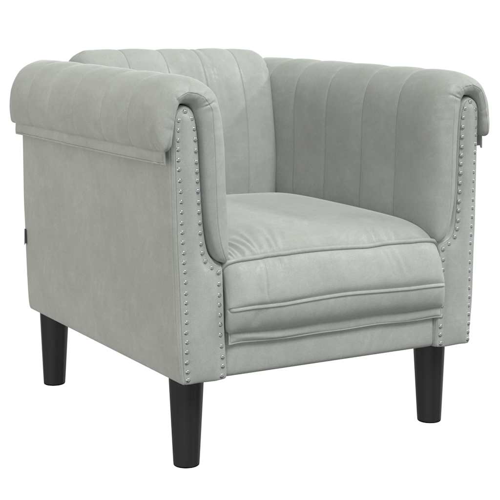 Fauteuil gris clair Velours - XIOS