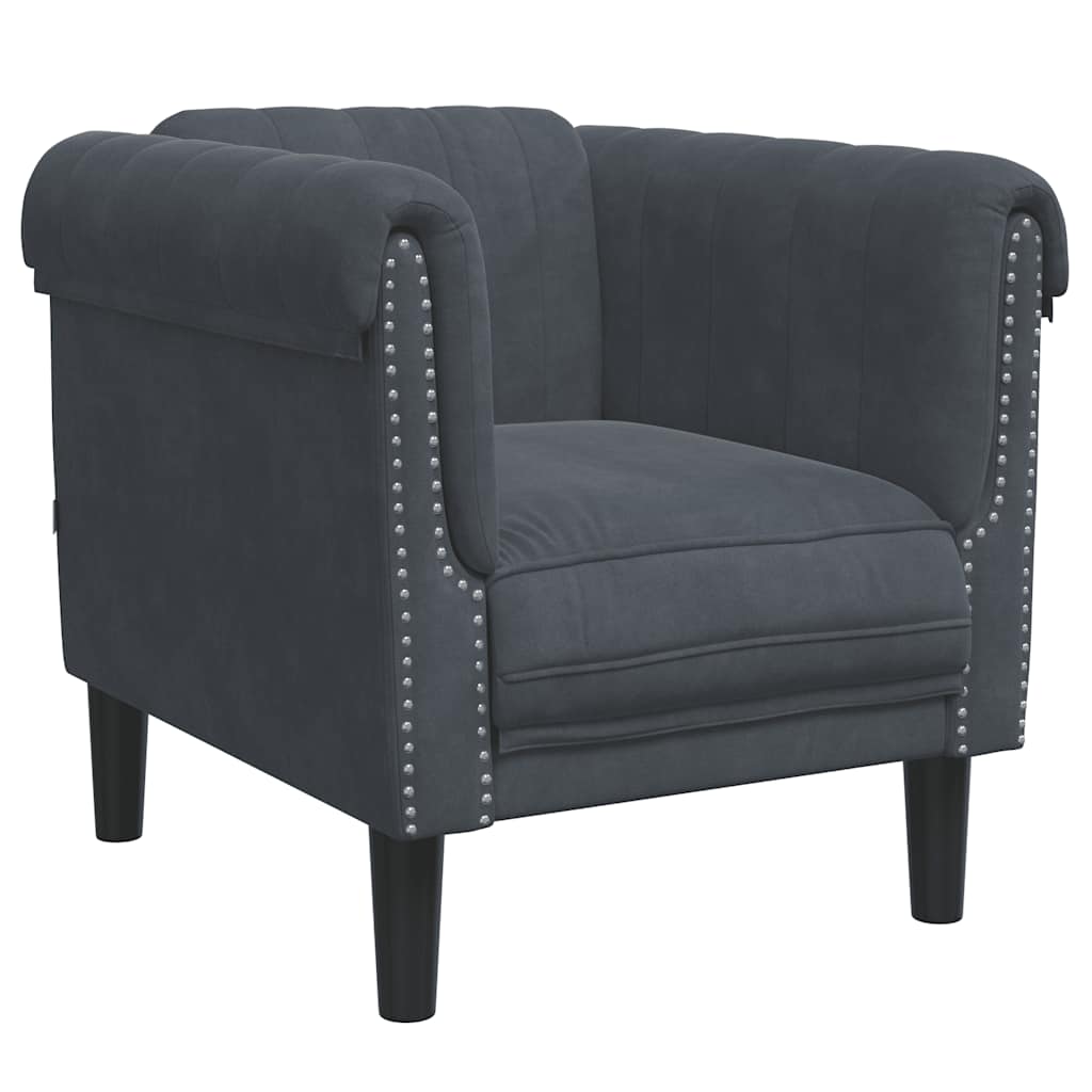 Fauteuil gris foncé velours - XIOS
