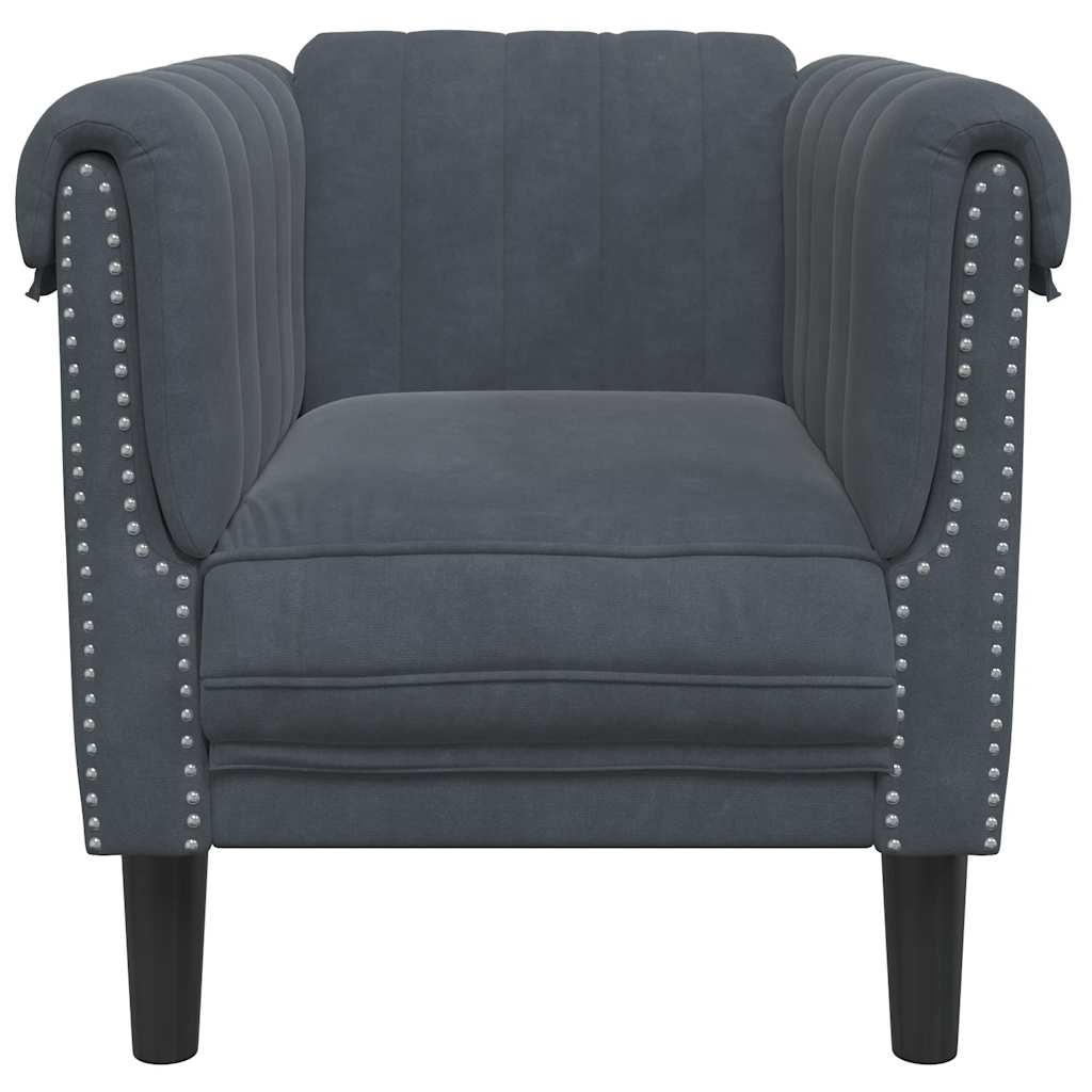 Fauteuil gris foncé velours - XIOS