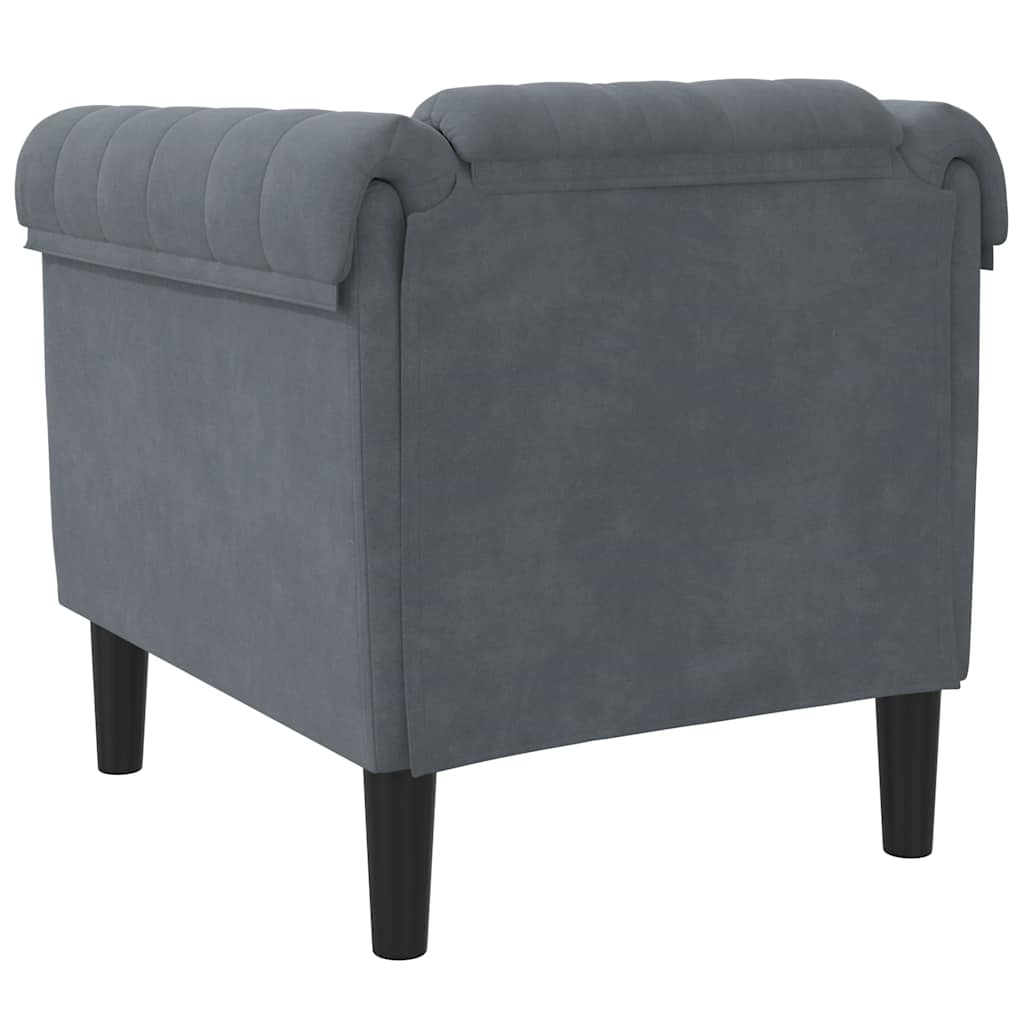 Fauteuil gris foncé velours - XIOS