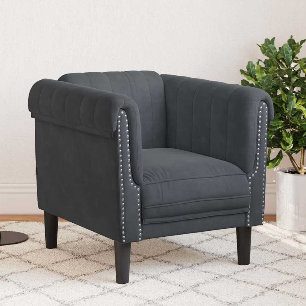 Fauteuil gris foncé velours - XIOS