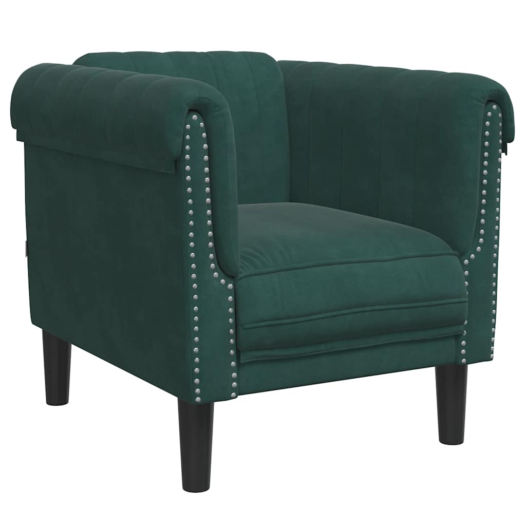 Fauteuil vert foncé velours - XIOS