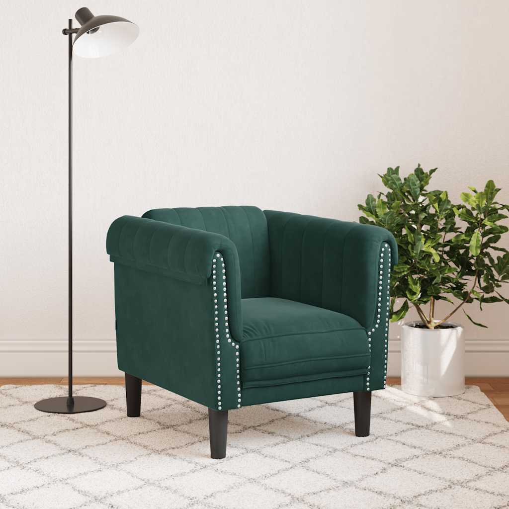 Fauteuil vert foncé velours - XIOS