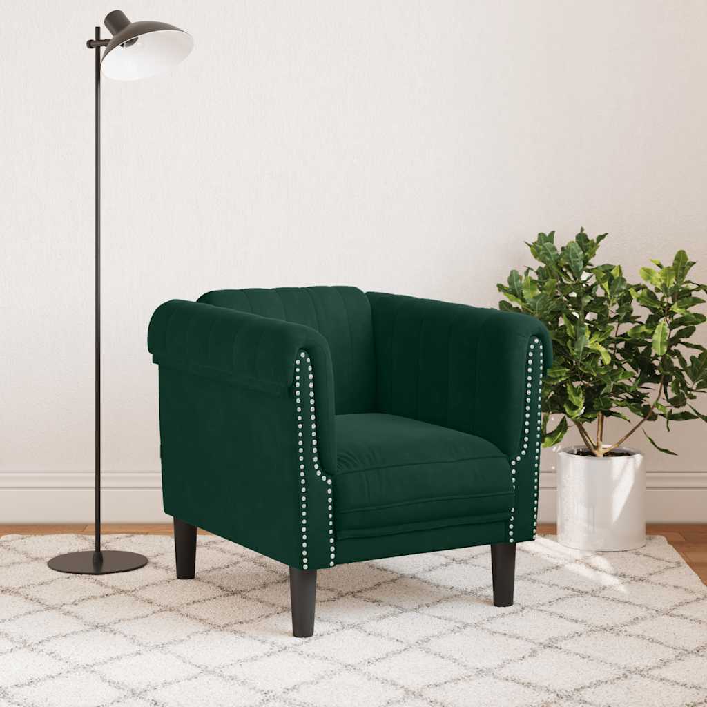 Fauteuil vert foncé velours