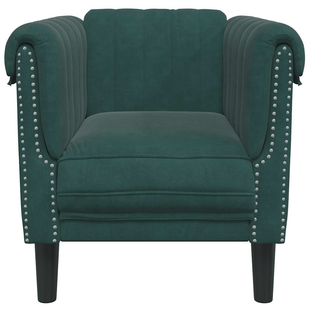 Fauteuil vert foncé velours - XIOS