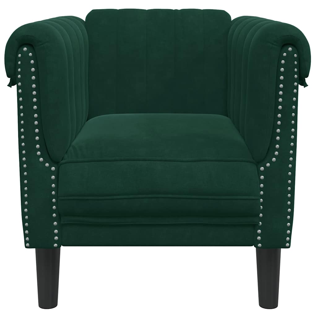 Fauteuil vert foncé velours