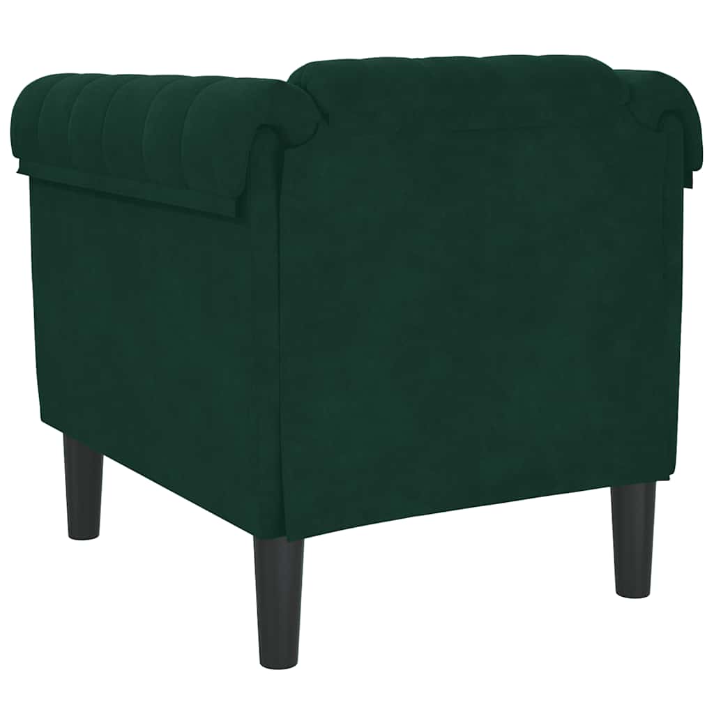 Fauteuil vert foncé velours