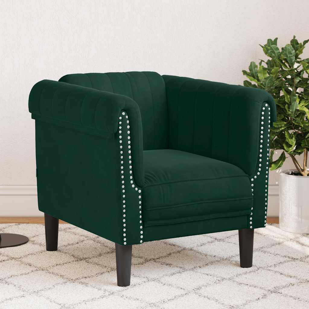 Fauteuil vert foncé velours - XIOS