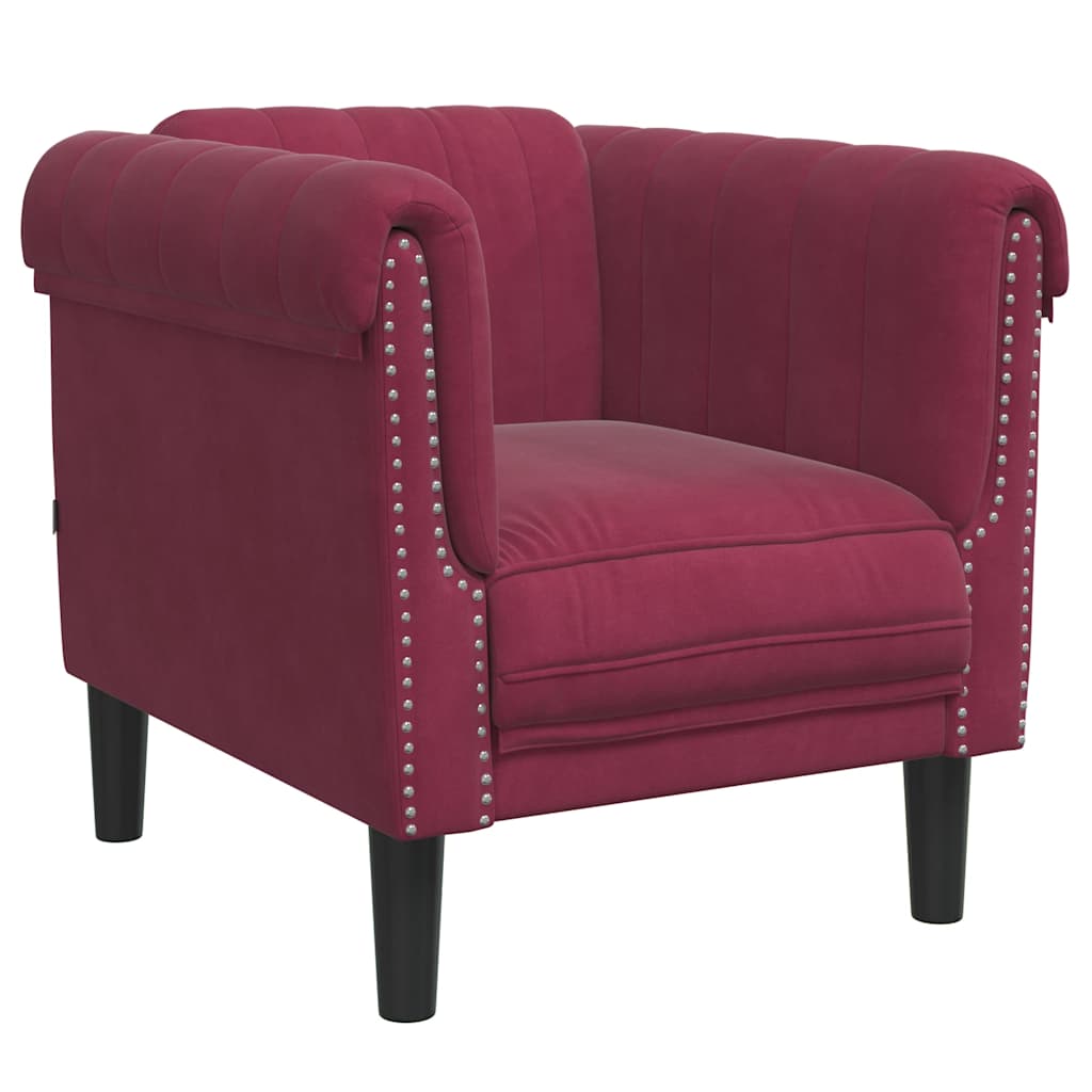Fauteuil rouge bordeaux velours - XIOS