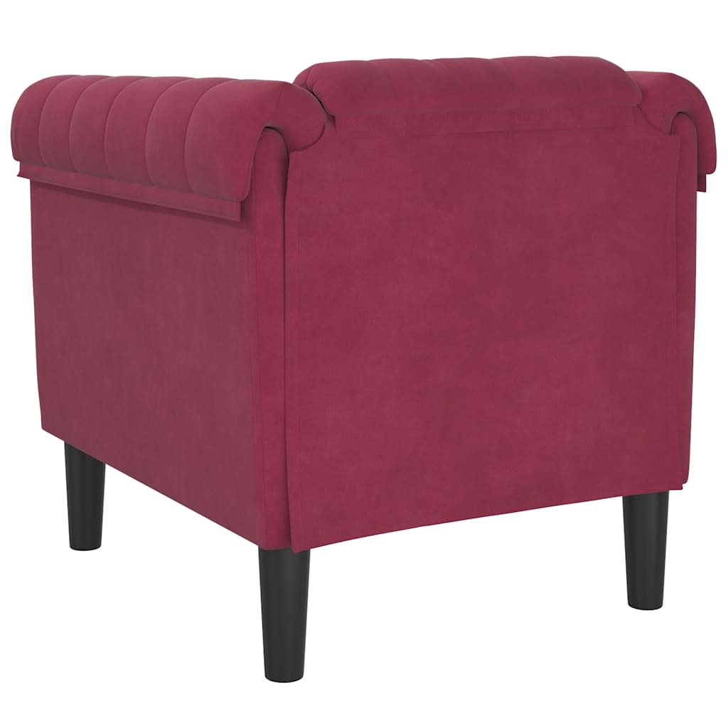 Fauteuil rouge bordeaux velours - XIOS