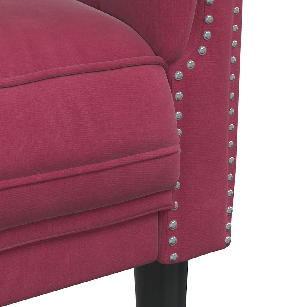 Fauteuil rouge bordeaux velours - XIOS