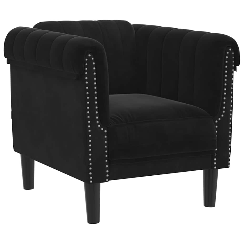 Fauteuil noir velours - XIOS