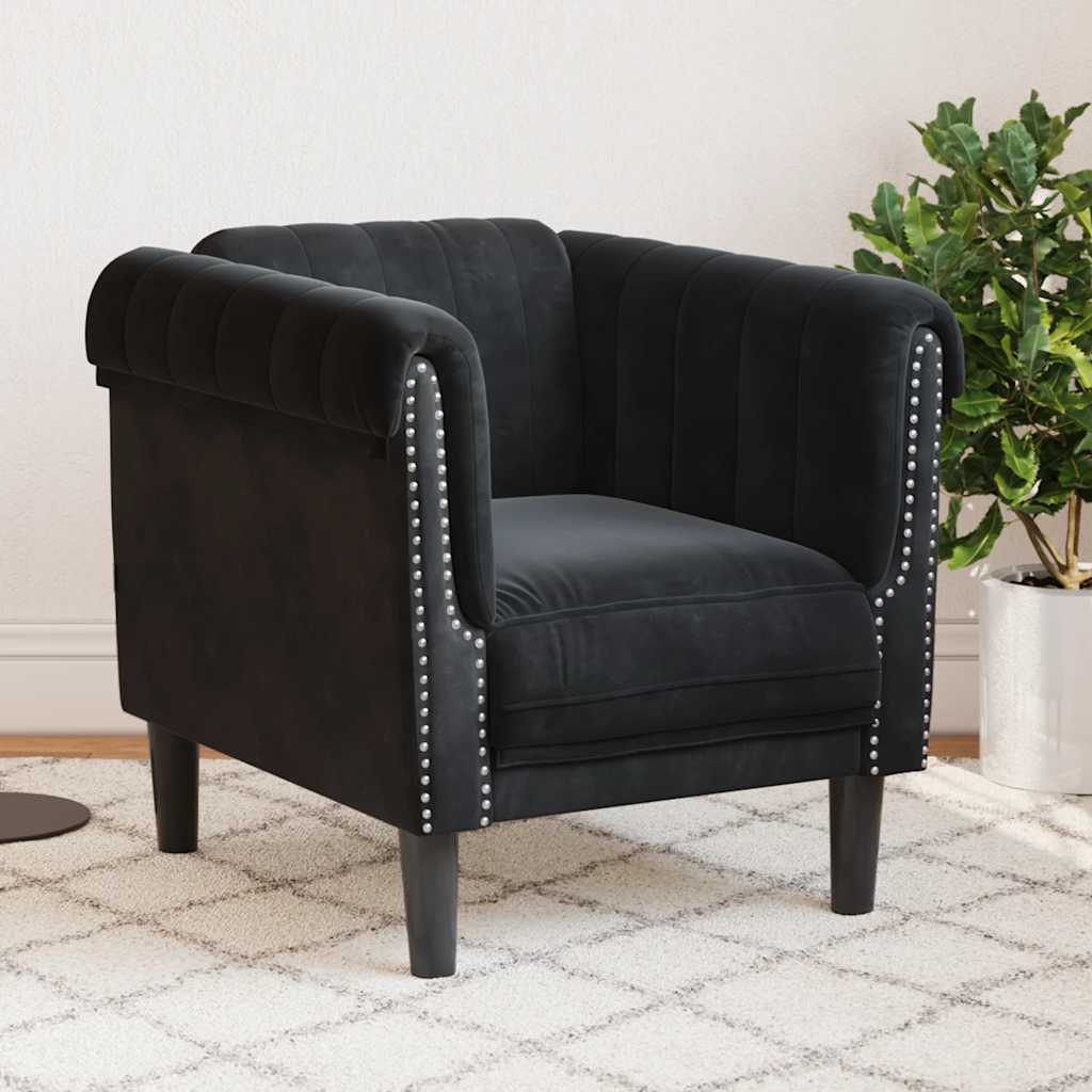 Fauteuil noir velours - XIOS