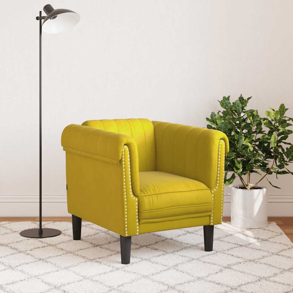 Fauteuil jaune velours - XIOS