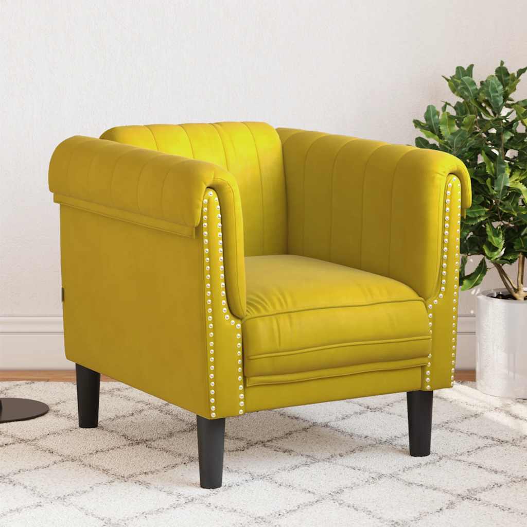 Fauteuil jaune velours - XIOS