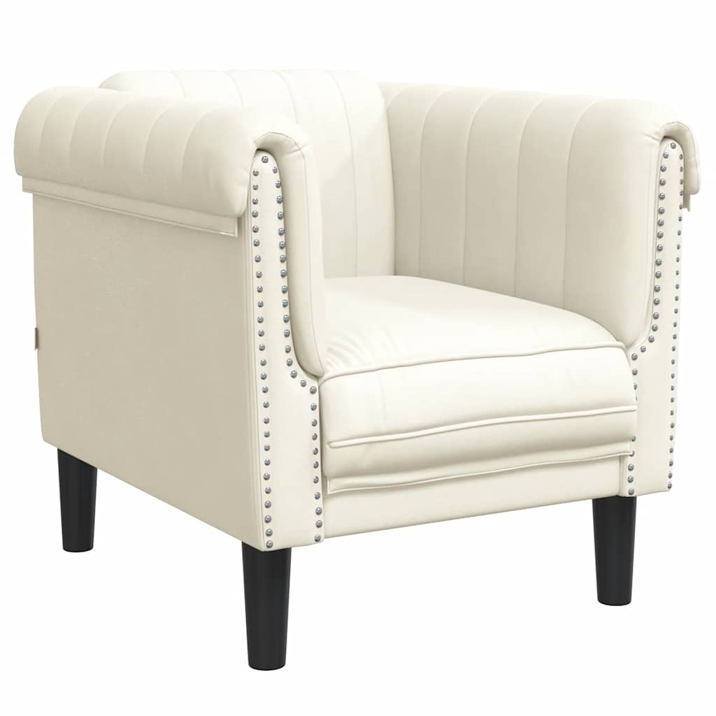 Fauteuil crème velours - XIOS