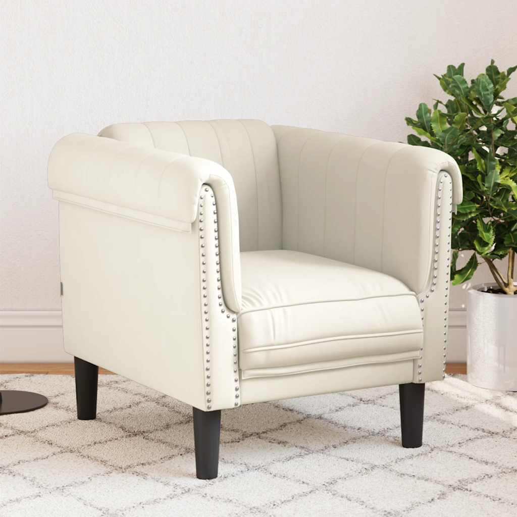 Fauteuil crème velours - XIOS