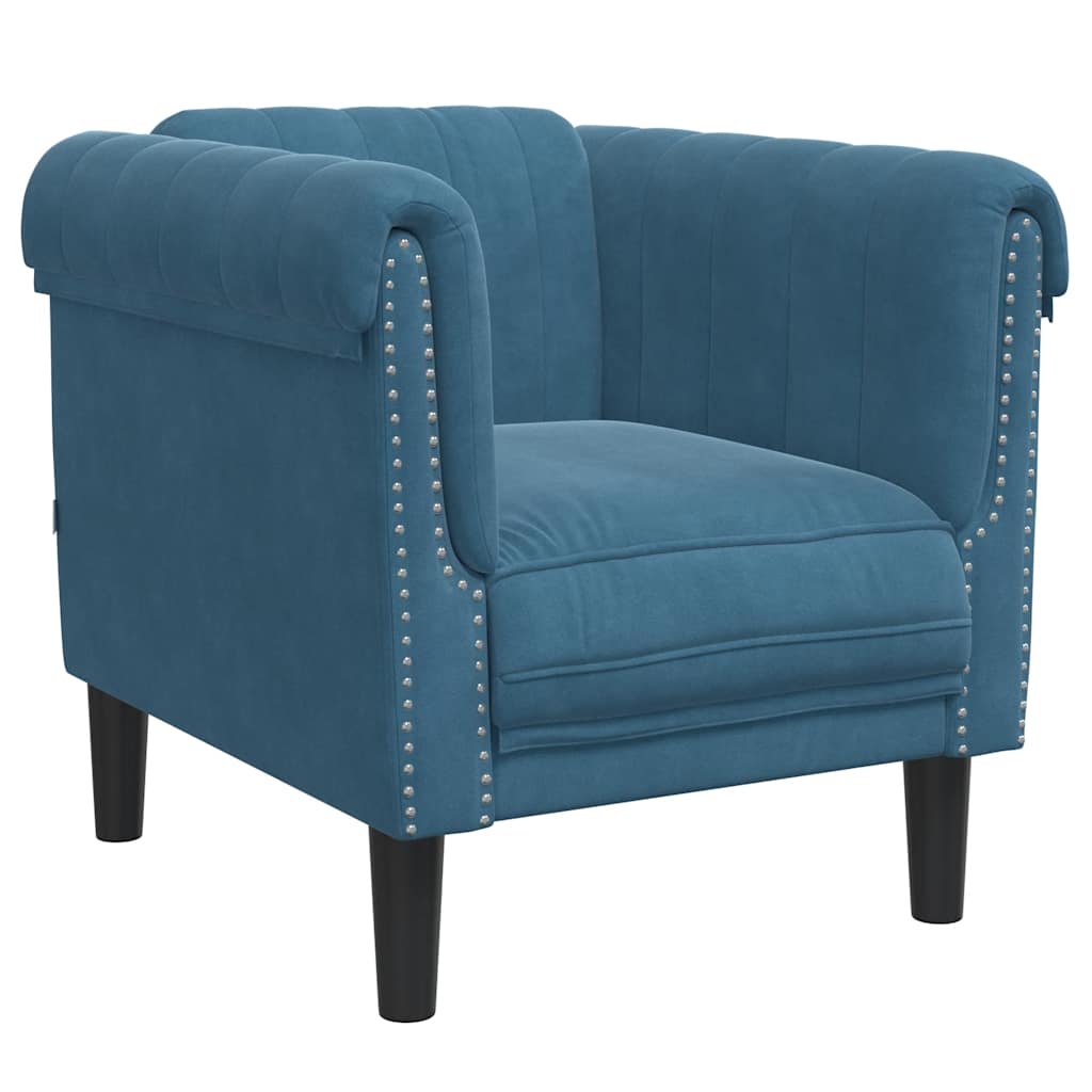 Fauteuil bleu velours - XIOS