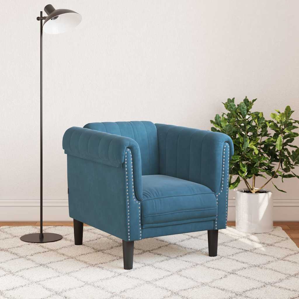 Fauteuil bleu velours - XIOS